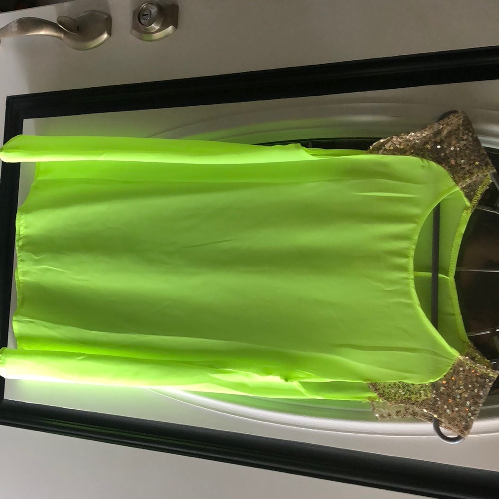 Lime green with gold sequin tunic